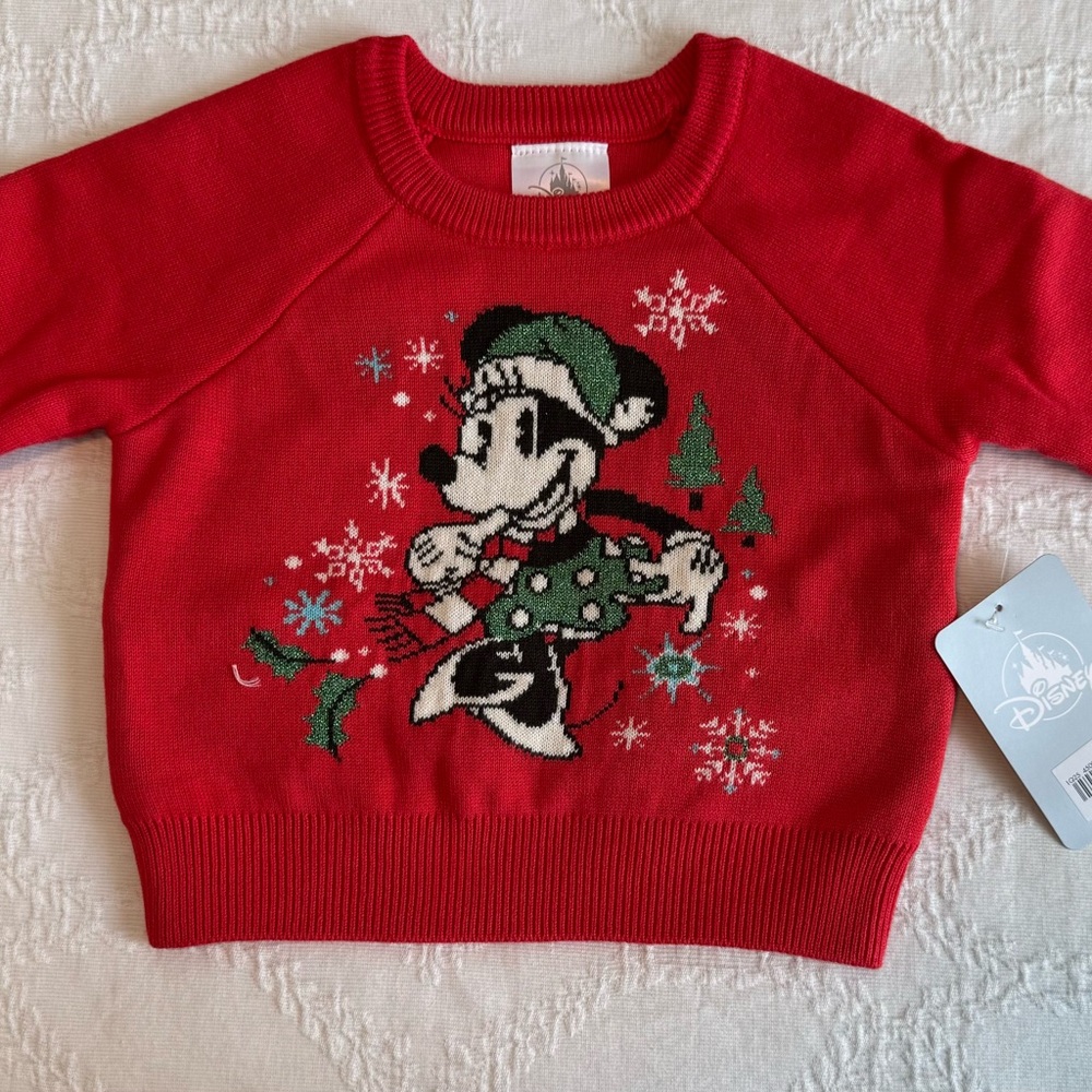 New Disney Minnie Mouse Holiday  6-9 MTHS sweater